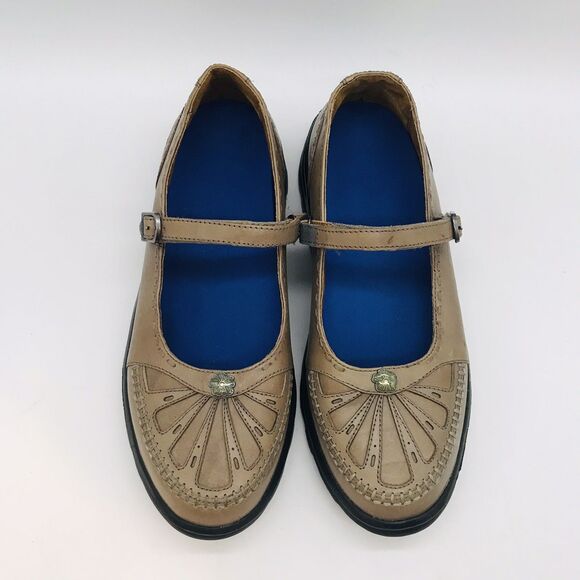 Dr. Comfort Paradise Tan Leather Mary Janes Women's 9M Hook & Loop Strap Shoes - Picture 6 of 13